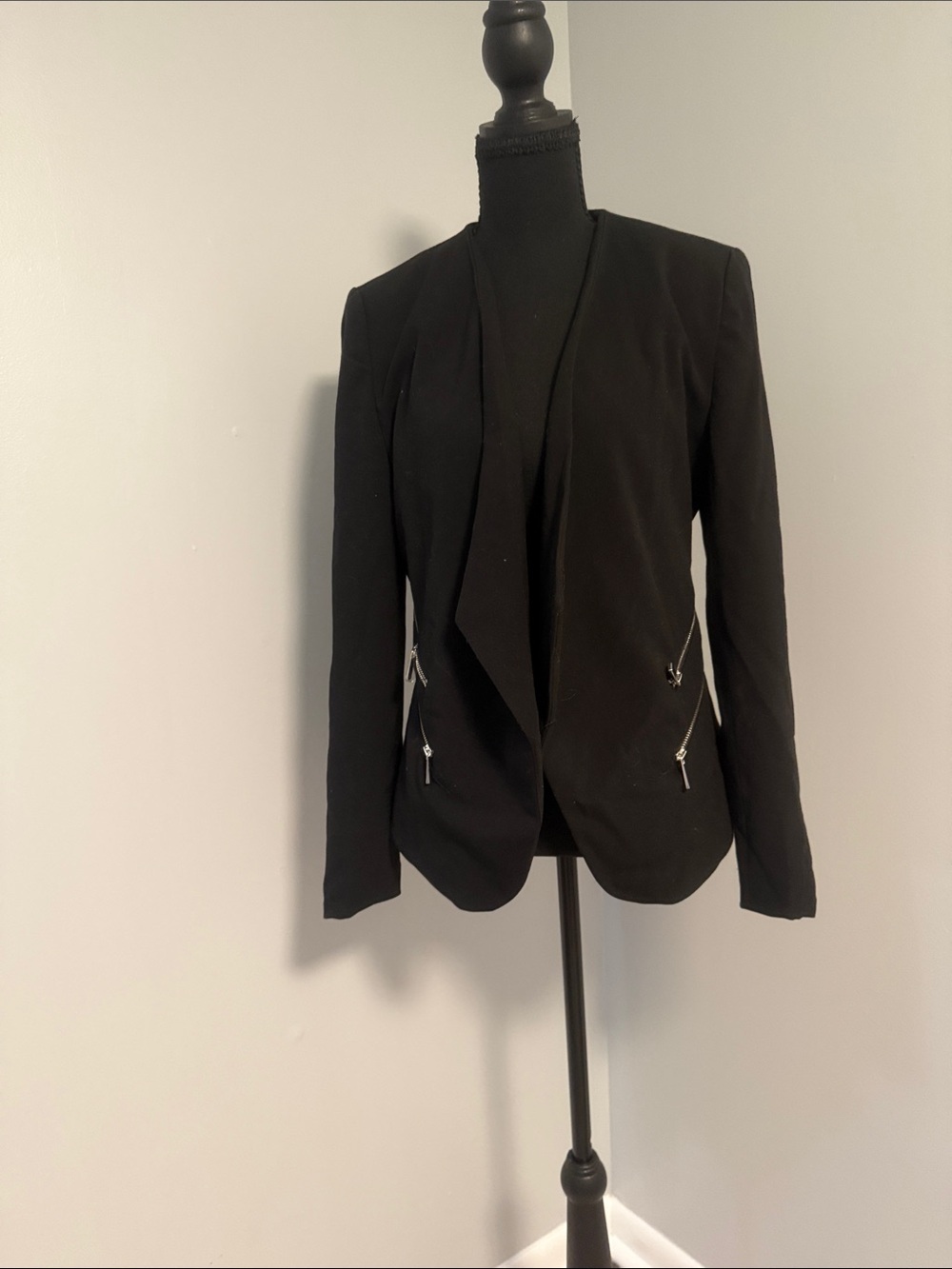 Premise Black Blazer with Zipper Accents